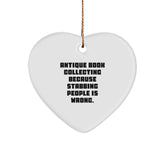 Antique Book Collecting Heart Ornament, Funny Quote Gift for Friends, Christmas Unique Gifts from Men to Women - Image 1